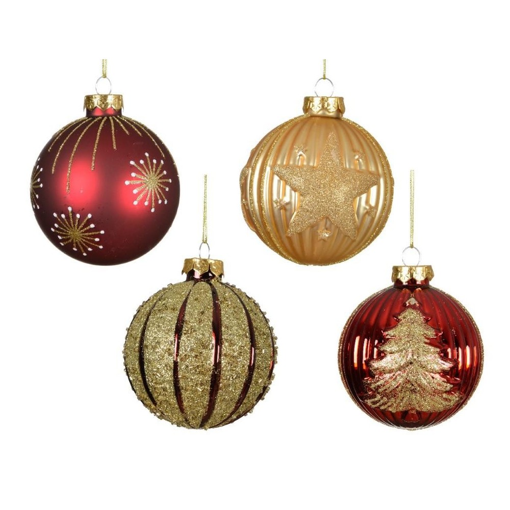 SFERE VETRO D.8CM. GLITTER MATT LUCIDE ASSORTITE